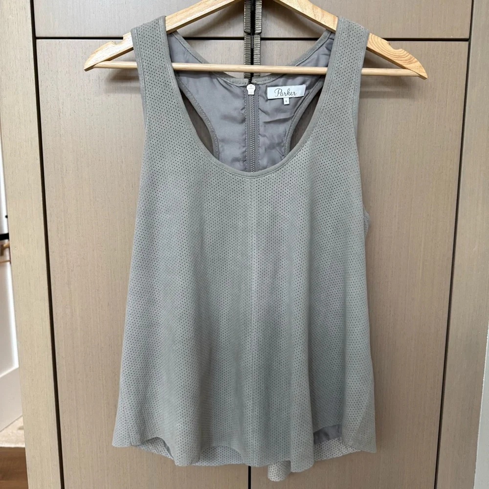 Stunning! Parker Suede leather racer back tank top, S - Picture 2 of 9